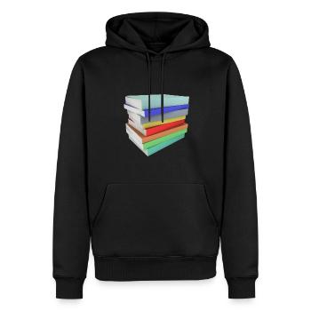 Stapel Bücher - Männer Premium Bio Hoodie - Schwarz - Vorne - Nico (187cm)