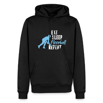 Manger Sleep Floorball Floor Ball Unihockey - Sweat à capuche Premium bio Homme - noir - Devant - Nico (187cm)