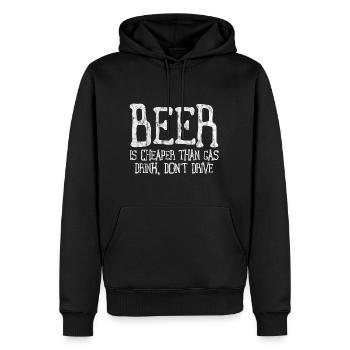 La bière est moins chère que l’essence, buvez, ne conduisez pas 3 - Sweat à capuche Premium bio Homme - noir - Devant - Nico (187cm)