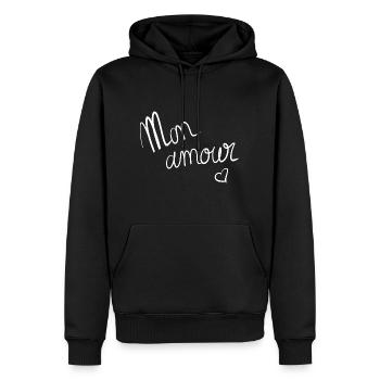 Mon amour avec un coeur - Sweat à capuche Premium bio Homme - noir - Devant - Nico (187cm)