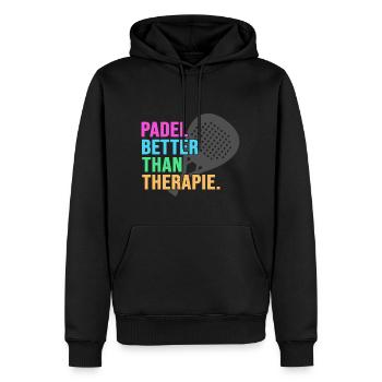 Padel Padeltennis Padelmode PADELTENNIS-therapie - Männer Premium Bio Hoodie - Schwarz - Vorne - Nico (187cm)