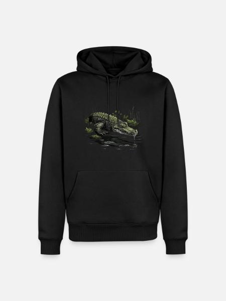 Crocodile Alligator Caïman Reptile - Sweat à capuche Premium bio Homme - noir