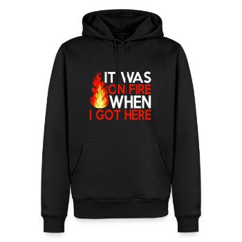 Il était en feu quand je suis arrivé ici 10 - Sweat à capuche Premium bio Homme - noir - Devant - Nico (187cm)