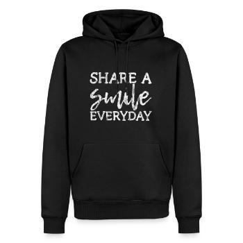 Share A Smile Everyday 3 - Men’s Premium Organic Hoodie - black - Front - Nico (187cm)