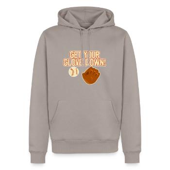 Descendez votre gant 2 - Sweat à capuche Premium bio Homme - taupe - Devant - Nico (187cm)