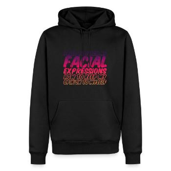 Comment garder mon opinion pour moi 3 - Sweat à capuche Premium bio Homme - noir - Devant - Nico (187cm)