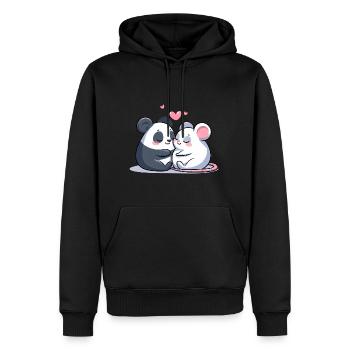 Câlin Panda Et Souris Amoureux - Sweat à capuche Premium bio Homme - noir - Devant - Nico (187cm)
