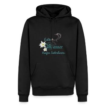 Lederhose - Männer Premium Bio Hoodie - Schwarz - Vorne - Nico (187cm)
