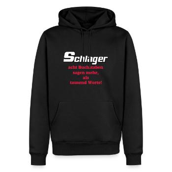 Schlager Party , Schlager Musik , Schlager Worte - Männer Premium Bio Hoodie - Schwarz - Vorne - Nico (187cm)