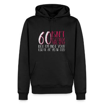 60 Isn't Usually This Sexy 3 - Men’s Premium Organic Hoodie - black - Front - Nico (187cm)