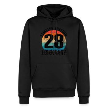 Joyeux anniversaire - 28e anniversaire - Sweat à capuche Premium bio Homme - noir - Devant - Nico (187cm)