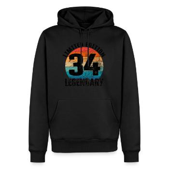 Joyeux anniversaire - 34e anniversaire - Sweat à capuche Premium bio Homme - noir - Devant - Nico (187cm)