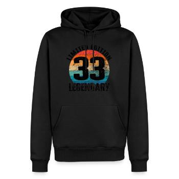 Joyeux anniversaire - 33e anniversaire - Sweat à capuche Premium bio Homme - noir - Devant - Nico (187cm)