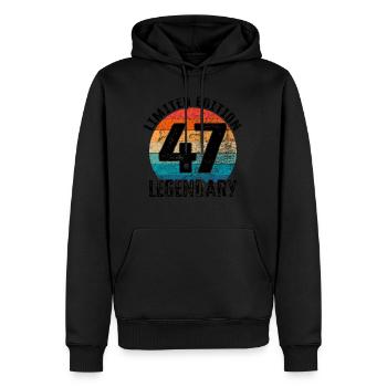 Joyeux anniversaire - 47e anniversaire - Sweat à capuche Premium bio Homme - noir - Devant - Nico (187cm)
