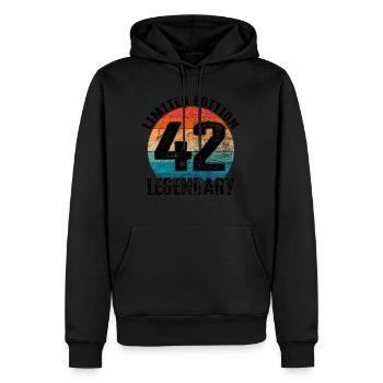 Joyeux anniversaire - 42e anniversaire - Sweat à capuche Premium bio Homme - noir - Devant - Nico (187cm)