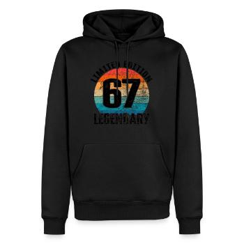 Joyeux anniversaire - 67e anniversaire - Sweat à capuche Premium bio Homme - noir - Devant - Nico (187cm)