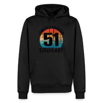 Joyeux anniversaire - 51e anniversaire - Sweat à capuche Premium bio Homme - noir - Devant - Nico (187cm)