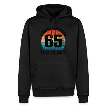 Joyeux anniversaire - 65e anniversaire - Sweat à capuche Premium bio Homme - noir - Devant - Nico (187cm)