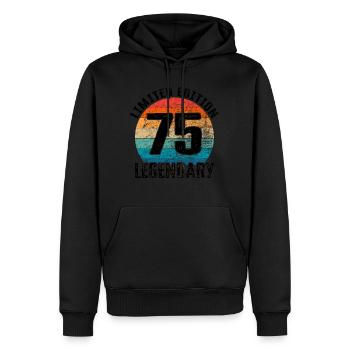 Joyeux anniversaire - 75e anniversaire - Sweat à capuche Premium bio Homme - noir - Devant - Nico (187cm)