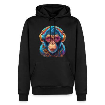 Cooler Affe - Männer Premium Bio Hoodie - Schwarz - Vorne - Nico (187cm)