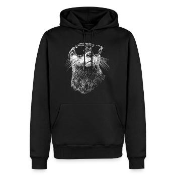 Cool Otter Sunglasses Summer Beach - Men’s Premium Organic Hoodie - black - Front - Nico (187cm)