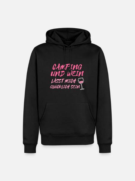 Camping und Wein - Männer Premium Bio Hoodie - Schwarz