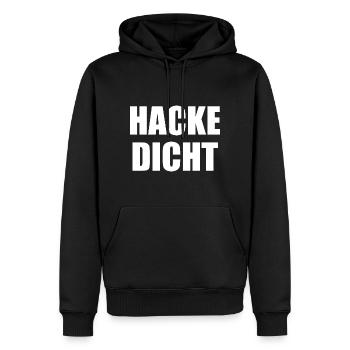 Hacke Dicht - Männer Premium Bio Hoodie - Schwarz - Vorne - Nico (187cm)