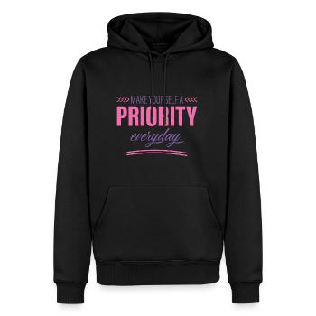 Make Yourself A Priority Everyday 2 - Männer Premium Bio Hoodie - Schwarz - Vorne - Nico (187cm)