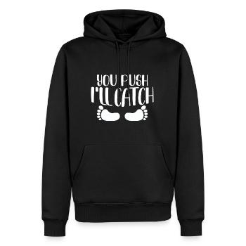 Tu pousses je vais attraper 4 - Sweat à capuche Premium bio Homme - noir - Devant - Nico (187cm)