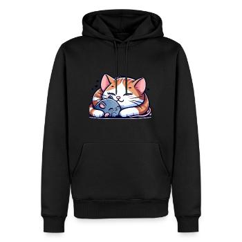 Câlin Chat Et Souris Amoureux - Sweat à capuche Premium bio Homme - noir - Devant - Nico (187cm)
