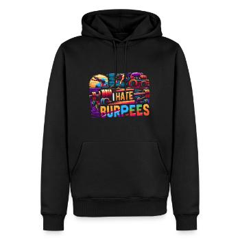 I Hate Burpees 8 - Men’s Premium Organic Hoodie - black - Front - Nico (187cm)
