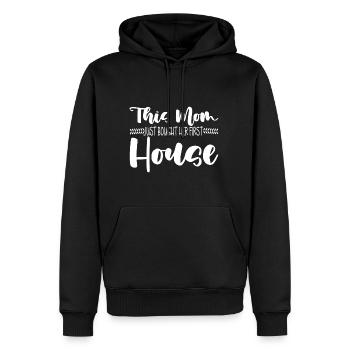 Cette maman vient d’acheter sa première maison 3 - Sweat à capuche Premium bio Homme - noir - Devant - Nico (187cm)