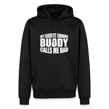 Mon compagnon de course préféré m’appelle papa 4 - Sweat à capuche Premium bio Homme - noir - Devant - Nico (187cm)