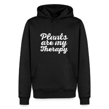 Plants Are My Therapy 3 - Men’s Premium Organic Hoodie - black - Front - Nico (187cm)