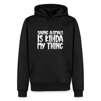 Saving Animals Is Kinda My Thing - Men’s Premium Organic Hoodie - black - Front - Nico (187cm)