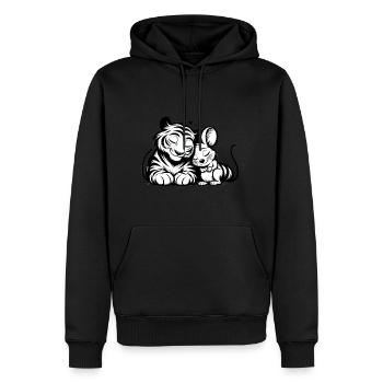 Câlin Tigre Et Souris Amoureux - Sweat à capuche Premium bio Homme - noir - Devant - Nico (187cm)