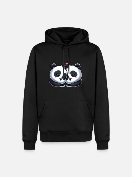 Two Pandas In Love - Men’s Premium Organic Hoodie - black