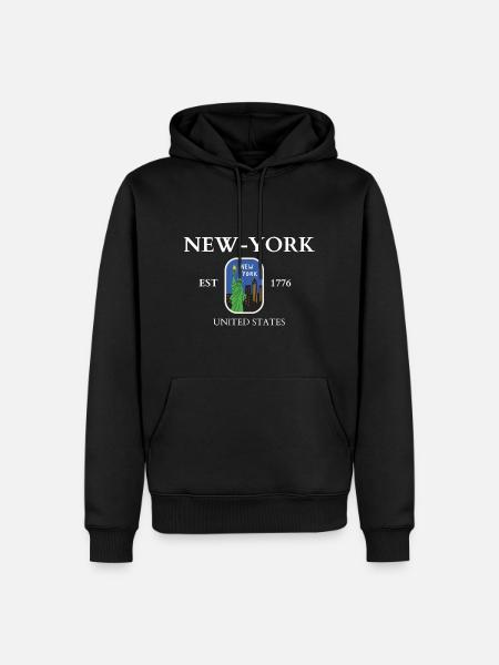 NEW YORK - Sweat à capuche Premium bio Homme - noir