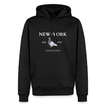NEW YORK - Sweat à capuche Premium bio Homme - noir - Devant - Nico (187cm)