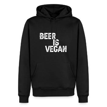 La bière est végétalienne 3 - Sweat à capuche Premium bio Homme - noir - Devant - Nico (187cm)