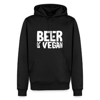La bière est végétalienne - Sweat à capuche Premium bio Homme - noir - Devant - Nico (187cm)