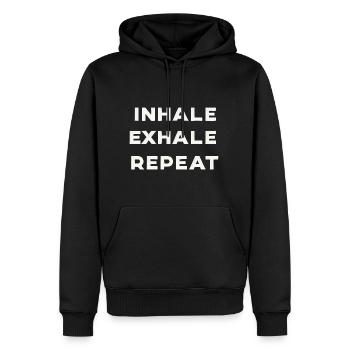 Inspirez Expirez Répétez 10 - Sweat à capuche Premium bio Homme - noir - Devant - Nico (187cm)