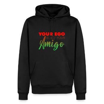 Votre ego n’est pas votre amigo 5 - Sweat à capuche Premium bio Homme - noir - Devant - Nico (187cm)