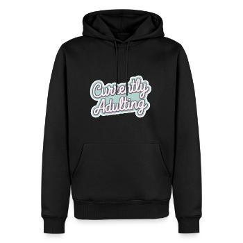 Currently Adulting 7 - Männer Premium Bio Hoodie - Schwarz - Vorne - Nico (187cm)