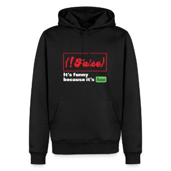 False it's funny because it's true Programmer - Männer Premium Bio Hoodie - Schwarz - Vorne - Nico (187cm)