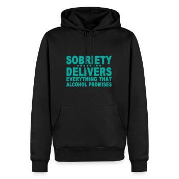 La sobriété offre tout ce que l’alcool promet 4 - Sweat à capuche Premium bio Homme - noir - Devant - Nico (187cm)
