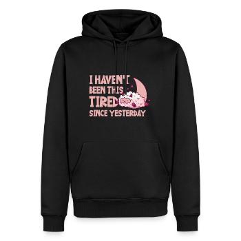 Je n’ai pas été aussi fatigué depuis hier 4 - Sweat à capuche Premium bio Homme - noir - Devant - Nico (187cm)