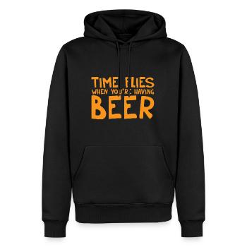 Time Flies When You're Having Beer - Männer Premium Bio Hoodie - Schwarz - Vorne - Nico (187cm)
