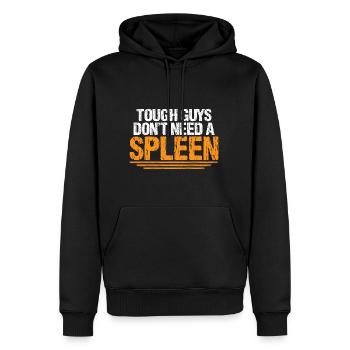 Tough Guys Don't Need A Spleen 4 - Männer Premium Bio Hoodie - Schwarz - Vorne - Nico (187cm)