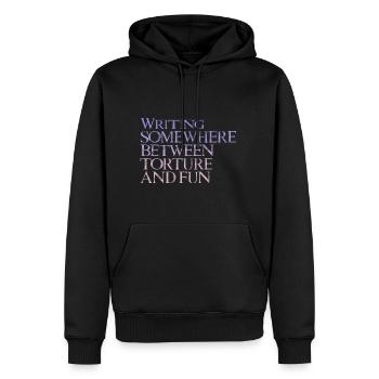 Writing, Somewhere Between Torture And Fun 3 - Men’s Premium Organic Hoodie - black - Front - Nico (187cm)
